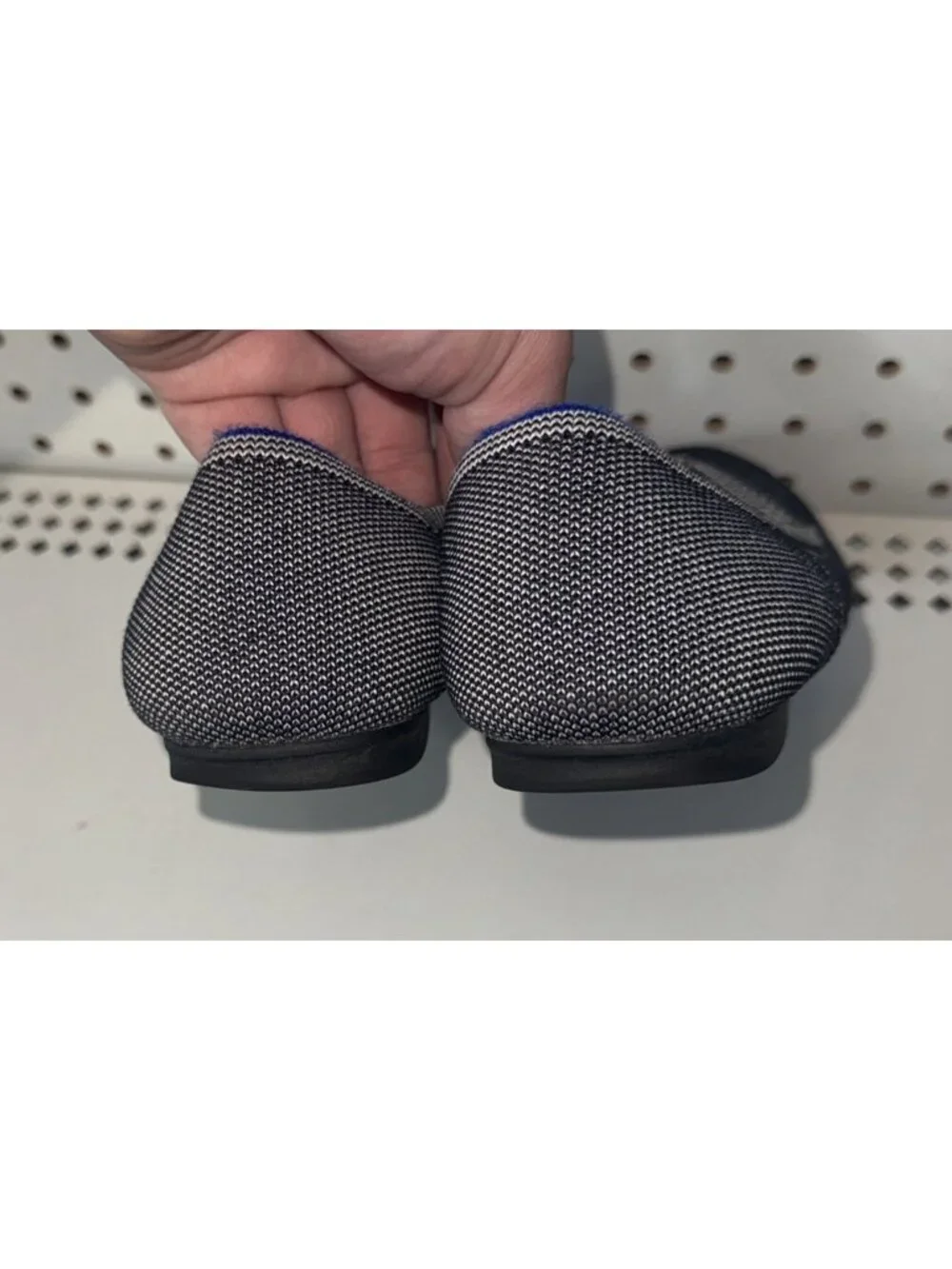 Rothy's The Flat Womens Knit Slip On Flats Shoes Size 8 Gray Birdseye